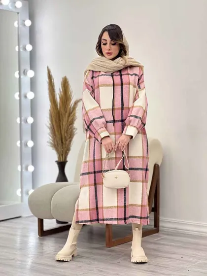 پیراهن بلند چهارخونه کلاهدار