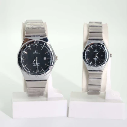 ساعت مچی ست مردانه و زنانه امگا Omega 6015 تاریخ دار با قفل پروانه ای