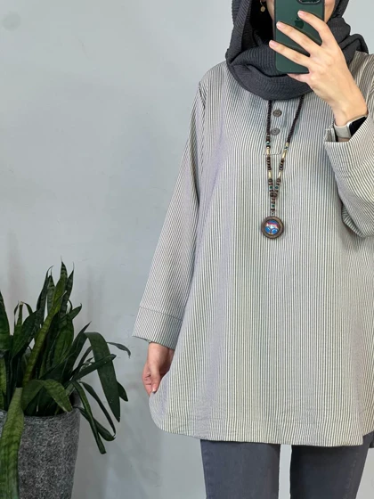 مانتو راه راه سه دکمه
