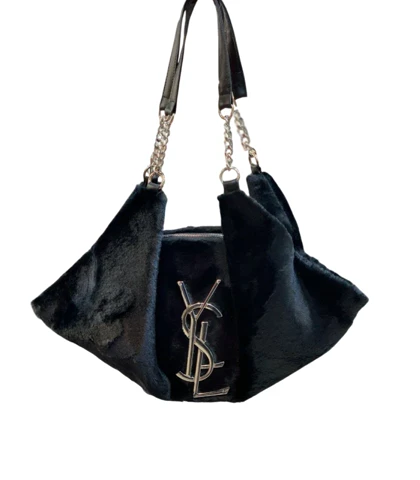 کیف زنانه مجلسی جنس پرزدار ysl مشکی