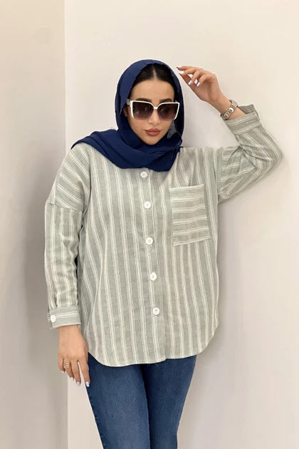 شومیز لینن خط‌دار