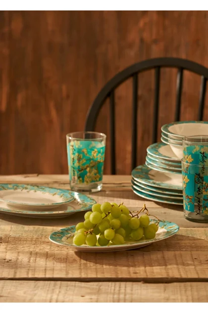 بشقاب پذیرایی Bella Maison مدل Van Gogh Almond Blossom - فیروزه‌ای
