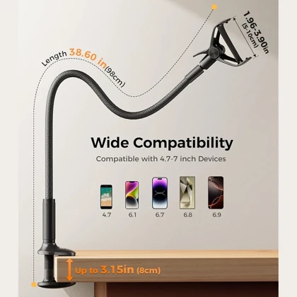هولدر موبایل بازو بلند سایجی SAIJI IVY3 با قابلیت اتصال به لبه میز و تخت