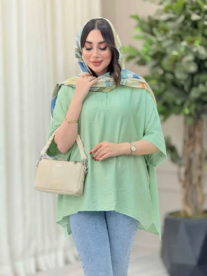 مانتو پانچ یقه دو دکمه