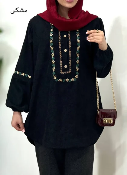 مانتو پاییزه گلدوزی نسا