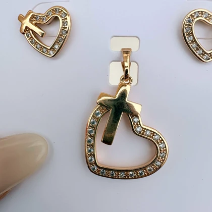 نیم ست صلیب قلبی ژوپینگ بدون زنجیر