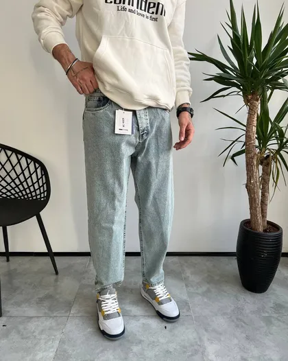 شلوار مام استایل ابی روشن یخی PULL & BEAR