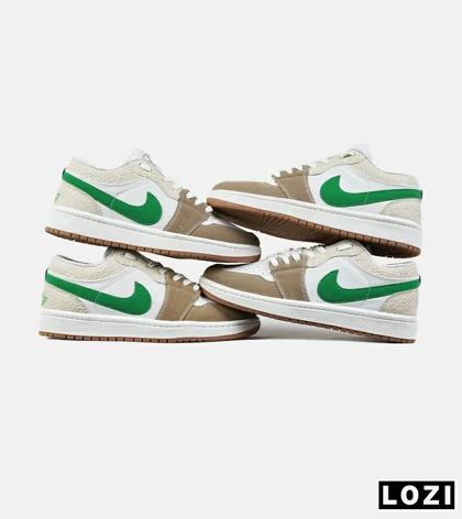 کفش کتانی مردانه و زنانه سفید کرم سبز NIKE jordan 1