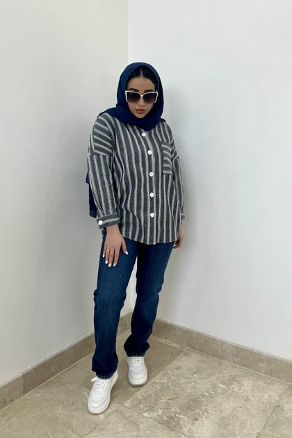 شومیز لینن خط‌دار