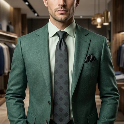 کراوات و پوشت دستدوز طرح تارتان حصیری برند Massimo Dutti