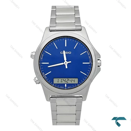 ساعت مردانه کاسیو دوزمانه صفحه آبی کاربنی Casio-7930-G