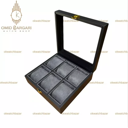 جعبه شش تایی چوبی داخل طوسی Watch Box