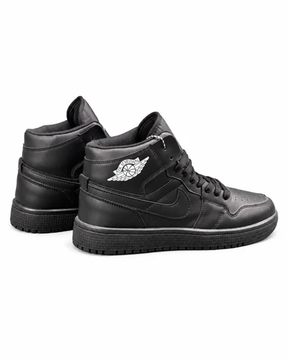 کفش کتانی مردانه مدل جردن وان ساق‌دار مشکی تمام Nike jordan1