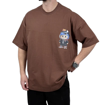 تیشرت آستین کوتاه مردانه قهوه ای دونخ مدل مینیمال