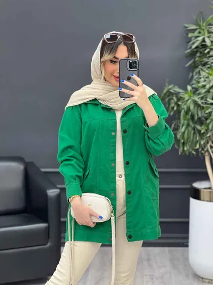 مانتو کتان سرشانه پاگن نیلیا
