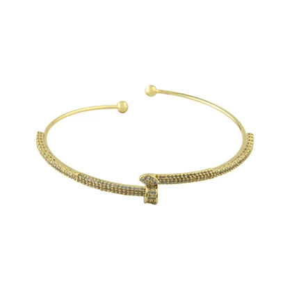 دستبند زنانه بنگل مدل پیچی نگین‌دار