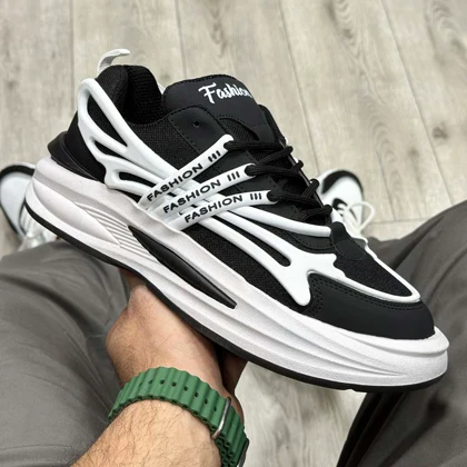 کفش و کتانی مردانه مدل FASHION رنگ مشکی و سفید