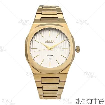 ساعت الکسا پریمیر A0083 مردانه طلایی صفحه سفید 105888