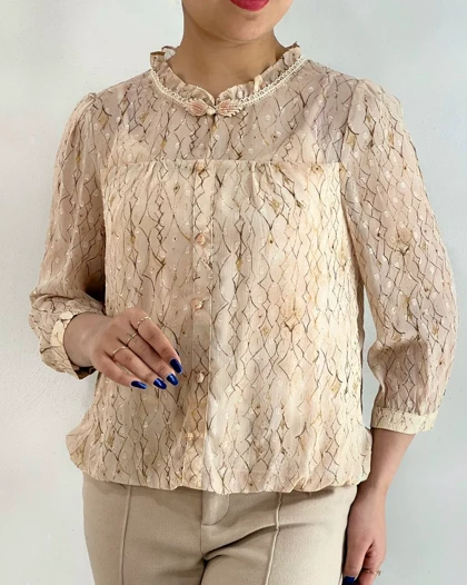 شومیز حریر آستردار کد 4787
