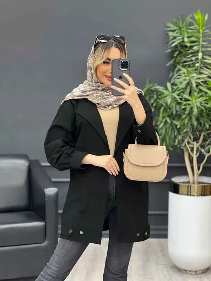 مانتو لینن دو جیب نما پایین پاگن