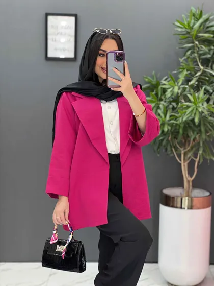 مانتو یقه دوبل آستین پاکتی
