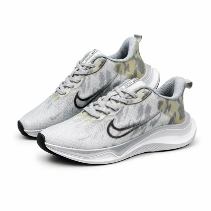 کفش کتانی مردانه و بزرگ پا نایکی رانینگ طوسی ماورایی Nike
