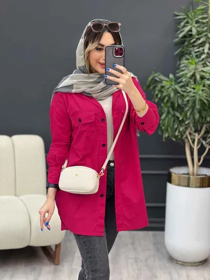 مانتو لینن سر جیب دکمه وینا