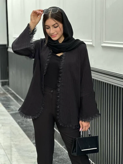 کت گیپور پلیسه مزونی مشکی
