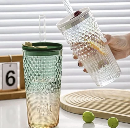 لیوان اسموتی بلوری هفت رنگ استوانه ای / pa64