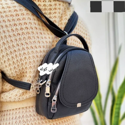 مینی کوله دخترانه فانتزی چرمی سه کاره رنگ مشکی