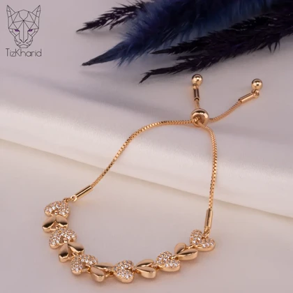 دستبند آسانسوری قلب نگین‌دار ژوپینگ