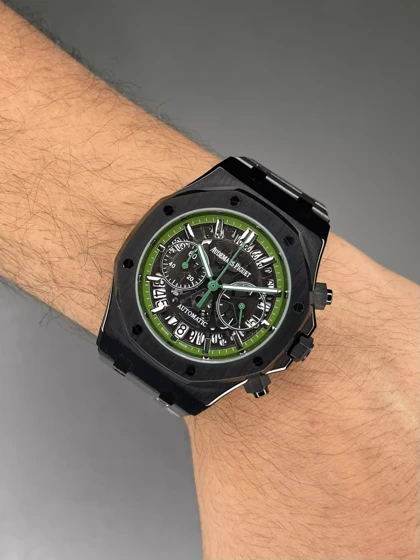 ساعت مچی اودمار پیگه صفحه اسکلتون بند مشکی Audemars Piguet