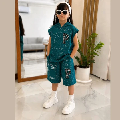 ست وست کلاه دار و شلوارک پسرانه