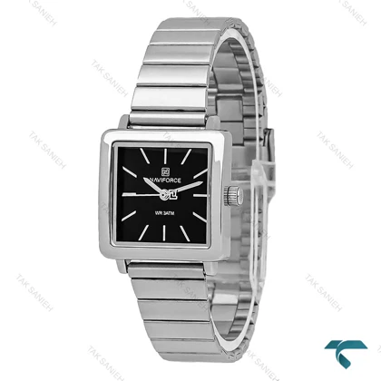 ناوی فورس زنانه NF5048 مربعی نقره ای صفحه مشکی NaviForce-7745-L