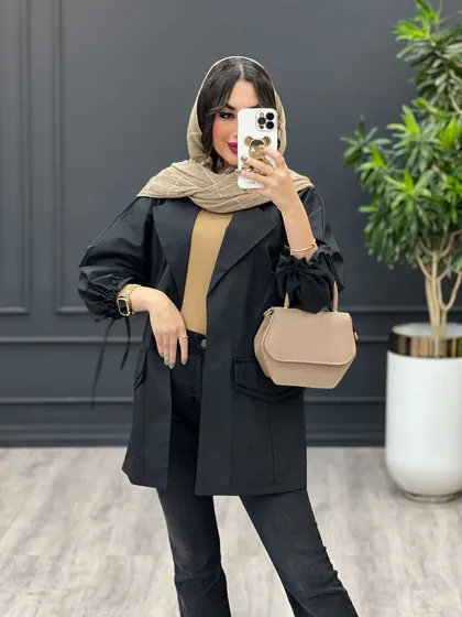 بارانی سرجیب دوبل آستین بنددار