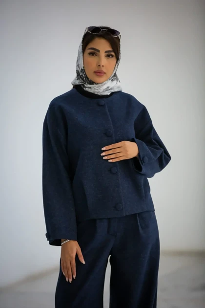 کت کراپ دخترانه مچ دکمه دار