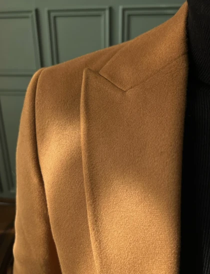 پالتو دو دکمه یقه بلیزر شتری o121