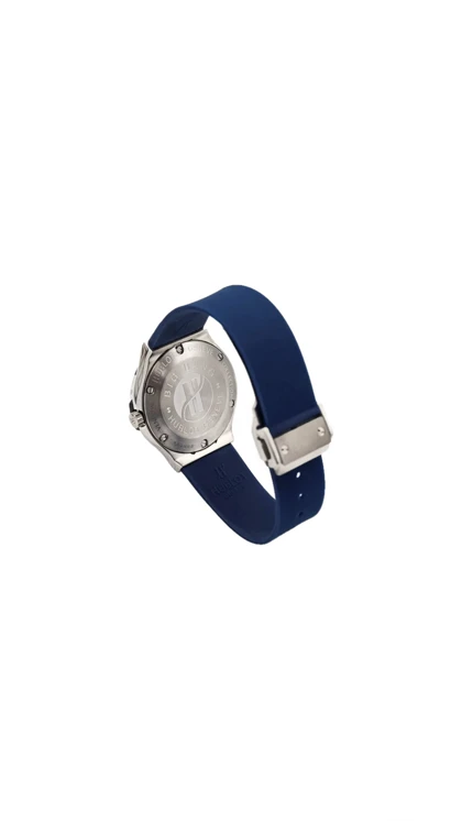 ساعت هابلوت فول نگین زنانه نقره ای بند سرمه ای Hublot Diamonds silver