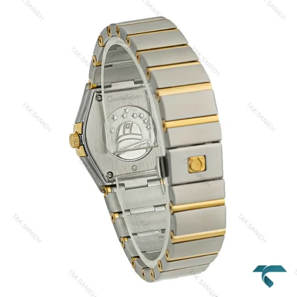 امگا کانسلیشن زنانه دورنگ طلایی صفحه طرحدار آبی Omega-7637-L