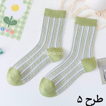 جوراب ساق‌دار گل‌گلی سبز