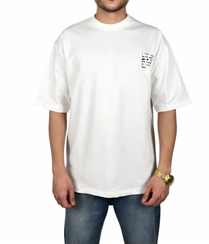 تیشرت آستین کوتاه مردانه سفید طرح دار گرافیکی