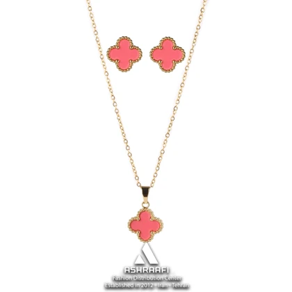 ست ونکلیف گلبهی Vancliffe Necklace & Earrings GP02
