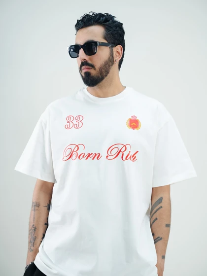 تیشرت مدل 33 سفید برند بورن ریچ born rich