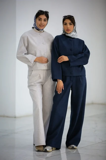 کت کراپ دخترانه مچ دکمه دار