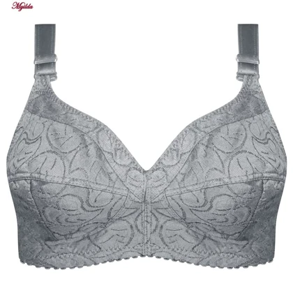 سوتین زنانه طرح برگی درشت مدل بدون فنر طوسی کد 5053