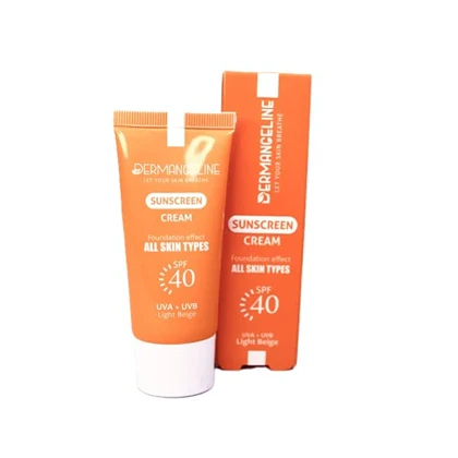 ضد آفتاب کرم پودری SPF40 انواع پوست (بژ روشن) درمنجلین 30 میل