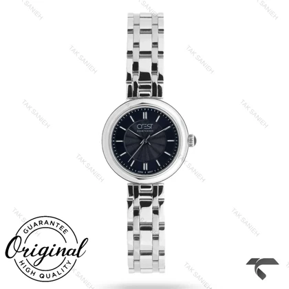 ساعت کرست زنانه 6364-5 صفحه مشکی بند استیل Crest-11187-L