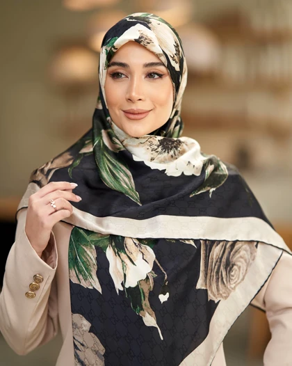 روسری ابریشم ژاکارد قواره 140 30200