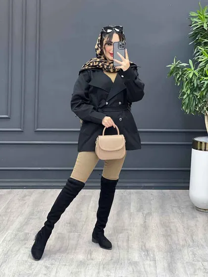 بارانی چهار دکمه کمردار