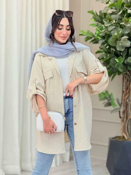 مانتو پانچ آستین پاگن جیب پاکتی